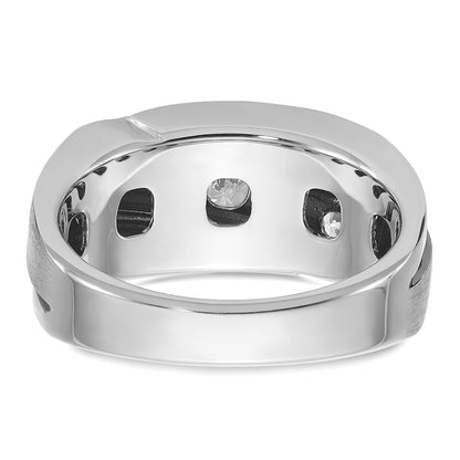 10K White Gold Men'S Polished Satin And Grooved Ring Mounting