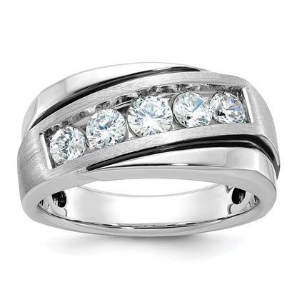 10K White Gold 10Kw Ibg Men'S Polish/Satin Vs+ F+ Lab Grown Diamond Ring
