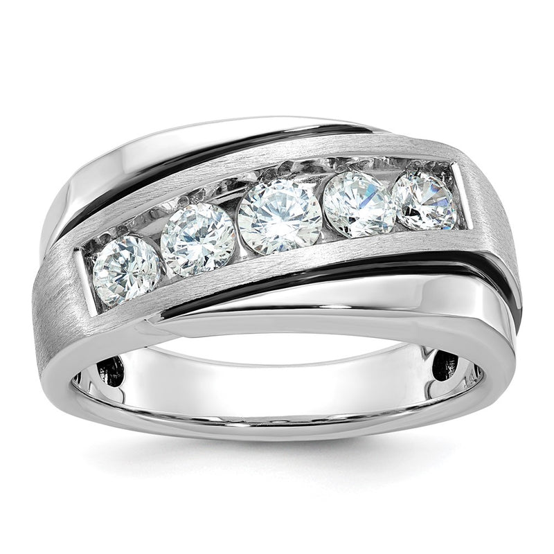 10K White Gold 10Kw Ibg Men'S Polish/Satin Vs+ F+ Lab Grown Diamond Ring