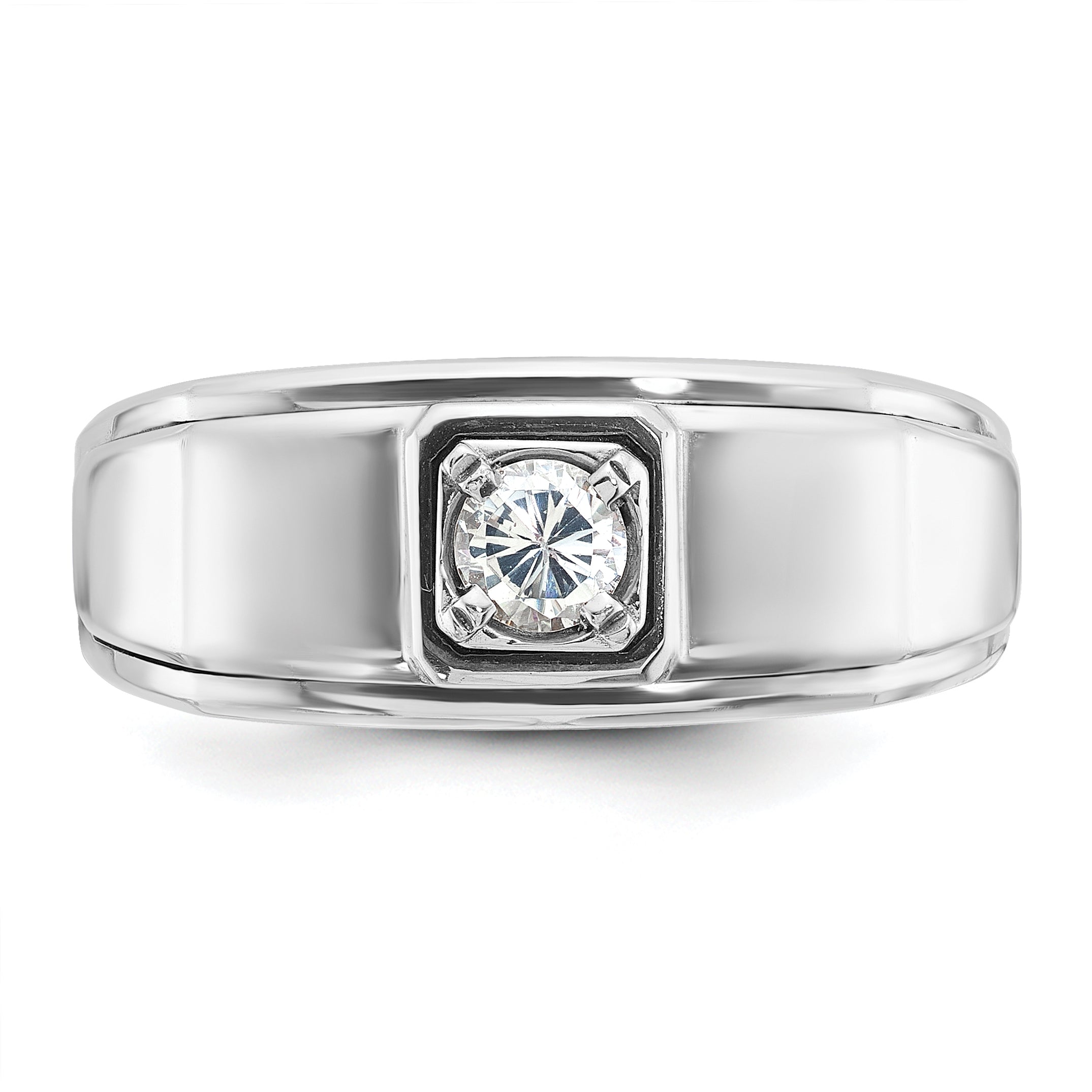 14k White Gold Men's 1/3 carat Diamond Complete Ring