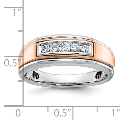 10K Two-Tone Ibgoodman White And Rose Gold Men'S Polished 5-Stone Ring Mounting
