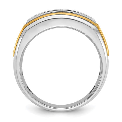 10K Two-Tone Ibgoodman Men'S Polished 5-Stone 1/2 Carat A Quality Diamond Ring