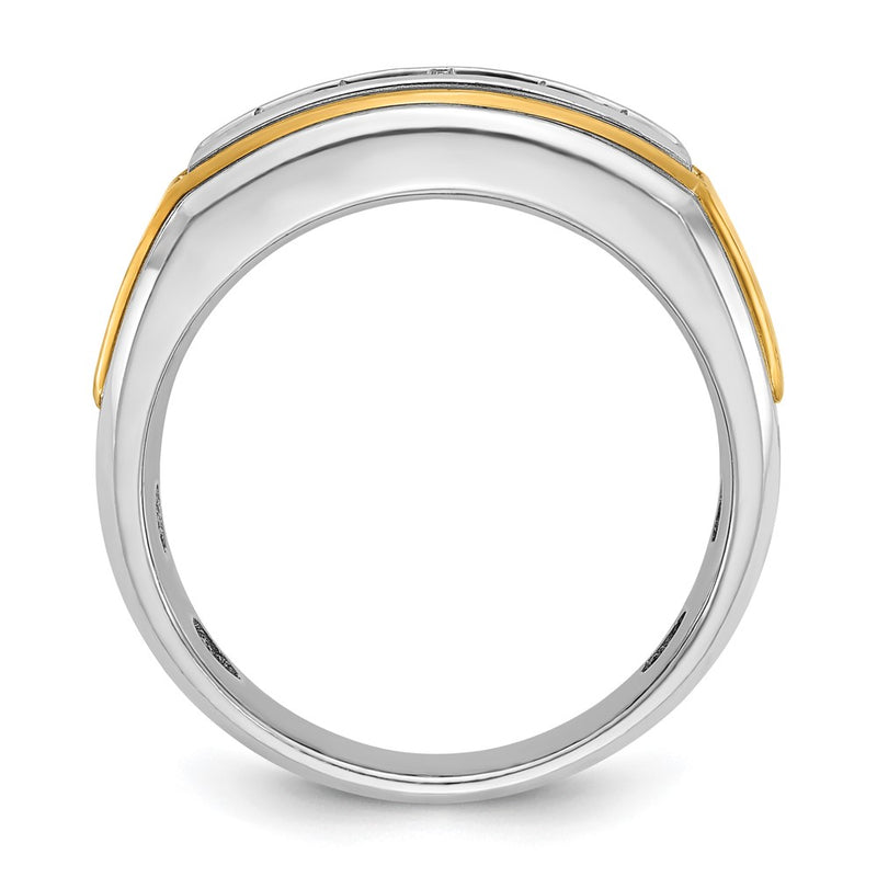 10K Two-Tone Ibgoodman Men'S Polished 5-Stone 1/2 Carat A Quality Diamond Ring