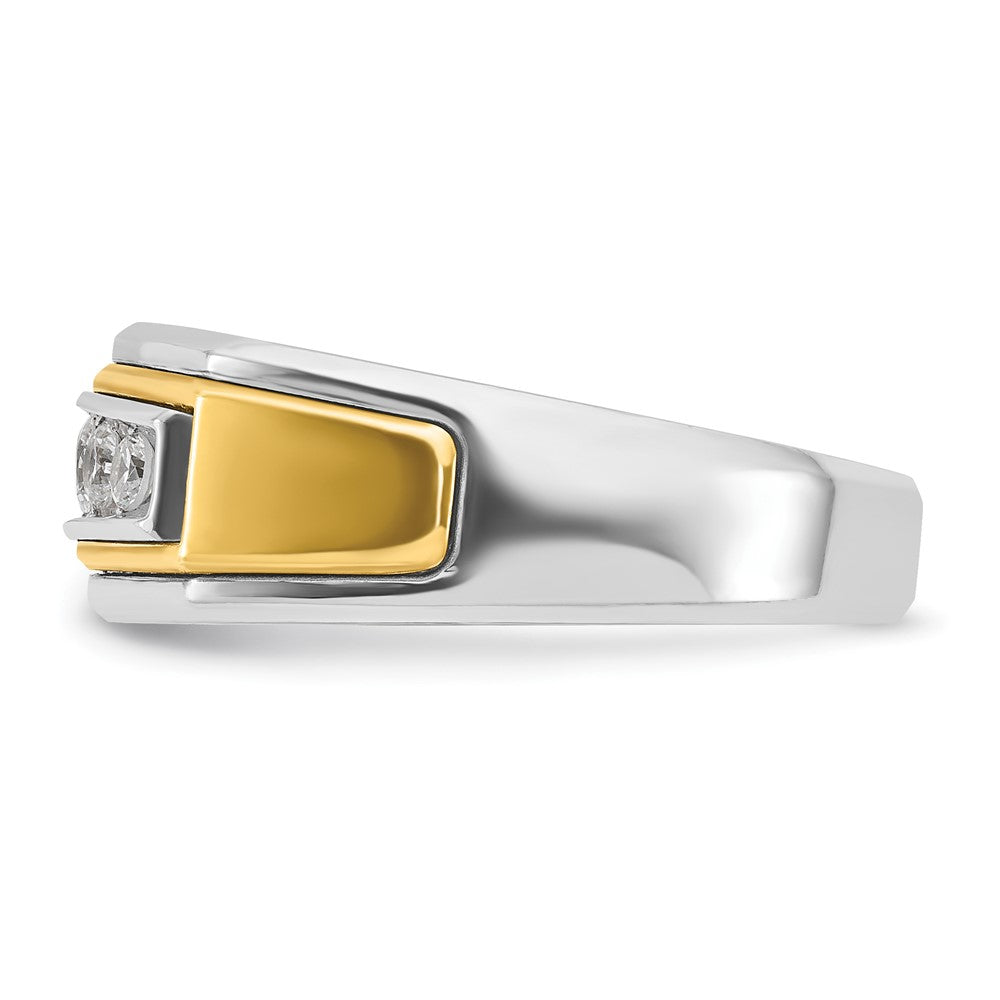 10K Two-Tone Ibgoodman Men'S Polished 5-Stone 1/2 Carat A Quality Diamond Ring