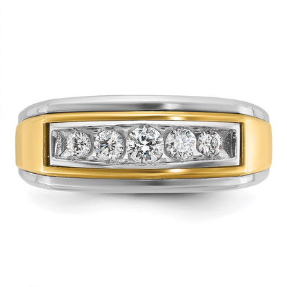 10K Two-Tone Ibgoodman Men'S Polished 5-Stone 1/2 Carat A Quality Diamond Ring