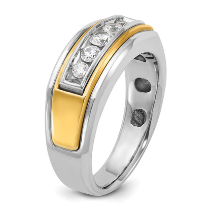 10K Two-Tone Ibgoodman Men'S Polished 5-Stone 1/2 Carat A Quality Diamond Ring