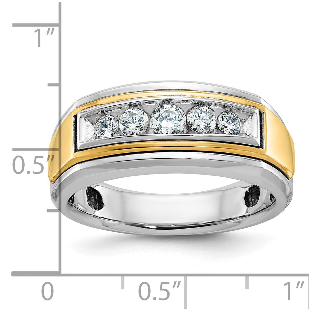 10K Two-Tone Ibgoodman Men'S Polished 5-Stone 1/2 Carat A Quality Diamond Ring