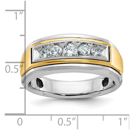 10K Two-Tone Ibgoodman Men'S Polished 5-Stone 1/2 Carat A Quality Diamond Ring