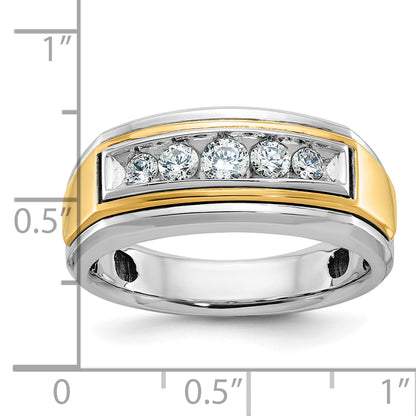10K Two-Tone Ibgoodman Men'S Polished 5-Stone Ring Mounting