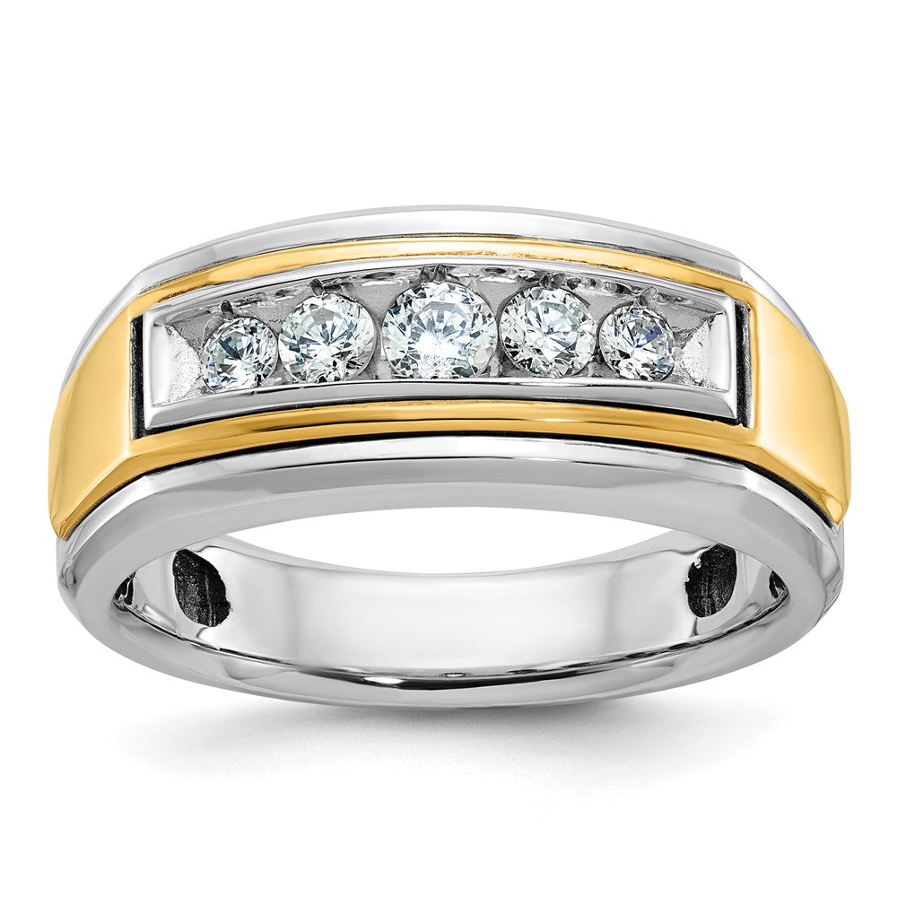 10K Two-Tone Ibgoodman Men'S Polished 5-Stone 1/2 Carat A Quality Diamond Ring