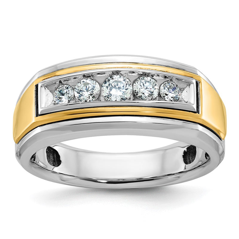 10K Two-Tone Ibgoodman Men'S Polished 5-Stone 1/2 Carat A Quality Diamond Ring