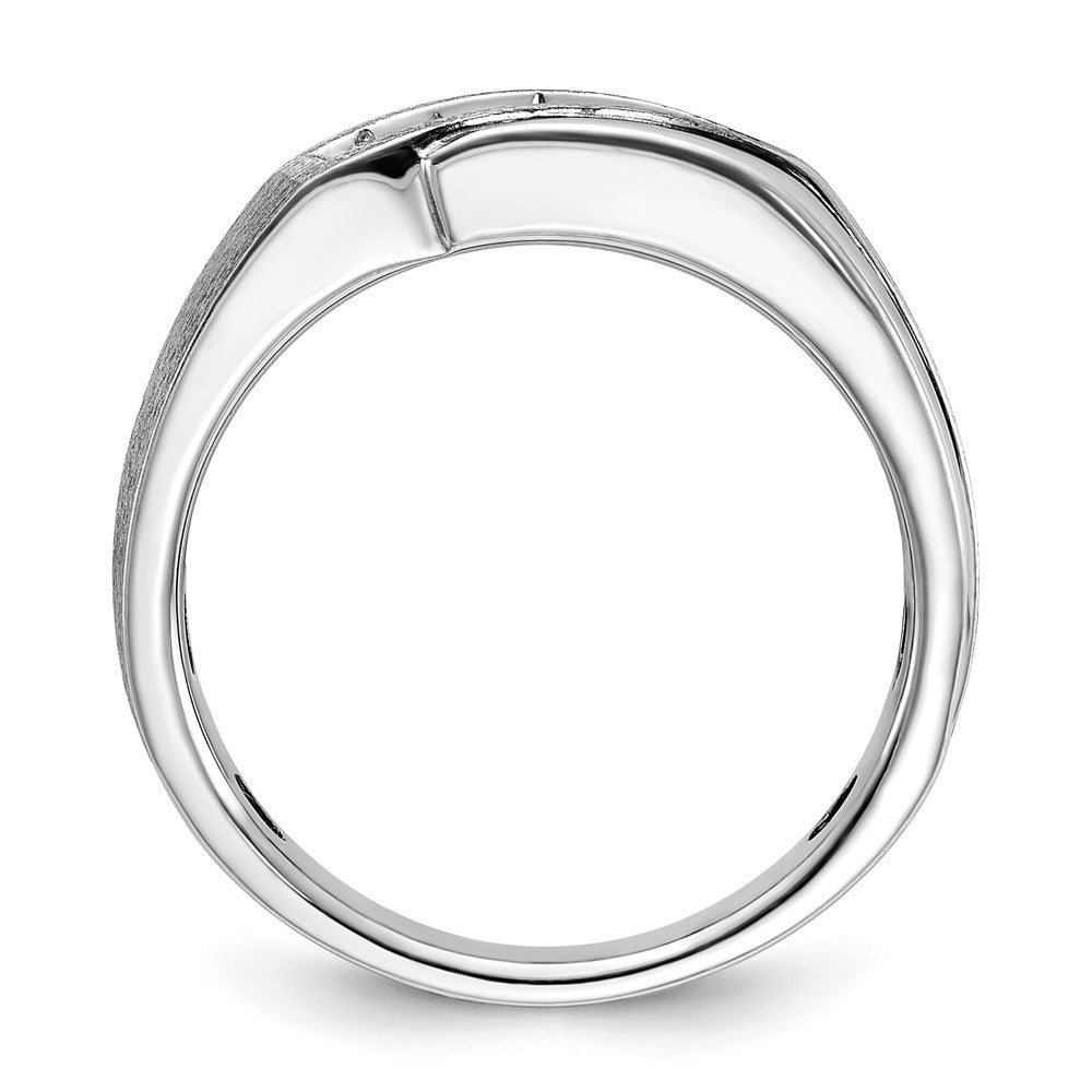 14k White Gold with Black Rhodium Men's Satin 1/4 carat Diamond Complete Ring