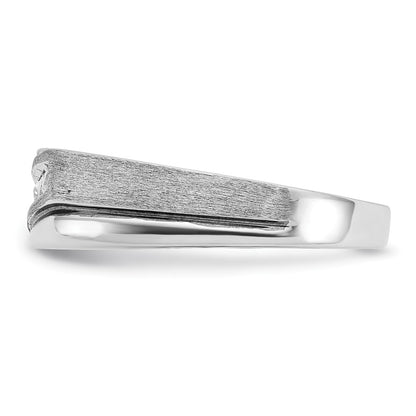 14k White Gold with Black Rhodium Men's Satin 1/4 carat Diamond Complete Ring
