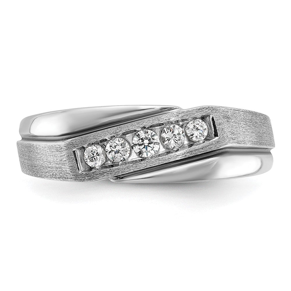 14k White Gold with Black Rhodium Men's Satin 1/4 carat Diamond Complete Ring