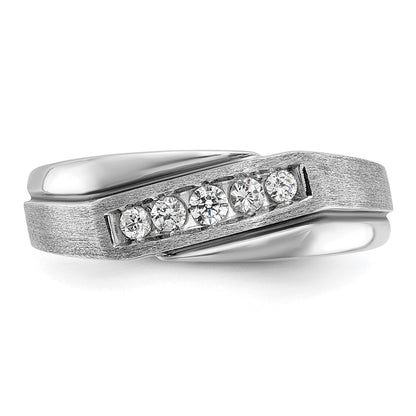 14k White Gold with Black Rhodium Men's Satin 1/4 carat Diamond Complete Ring