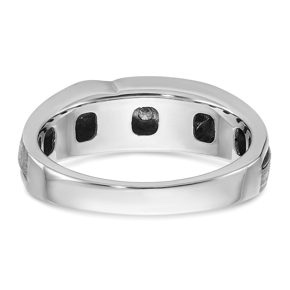 14k White Gold with Black Rhodium Men's Satin 1/4 carat Diamond Complete Ring
