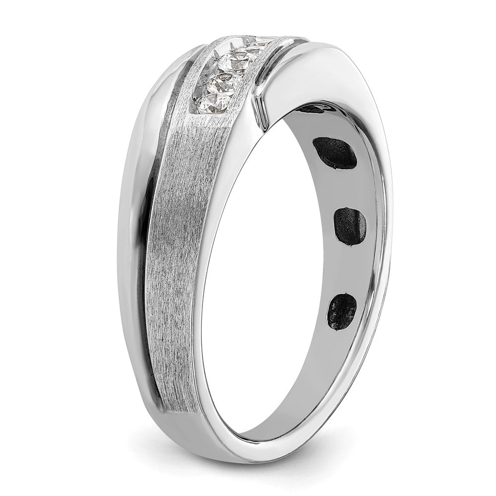 14k White Gold with Black Rhodium Men's Satin 1/4 carat Diamond Complete Ring
