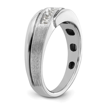 14k White Gold with Black Rhodium Men's Satin 1/4 carat Diamond Complete Ring