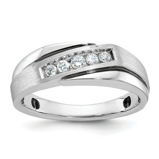 14k White Gold with Black Rhodium Men's Satin 1/4 carat Diamond Complete Ring