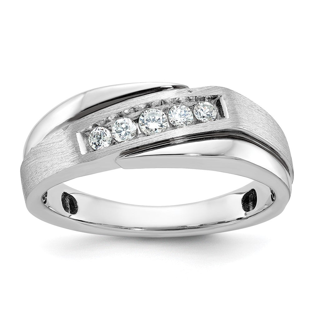 14k White Gold with Black Rhodium Men's Satin 1/4 carat Diamond Complete Ring