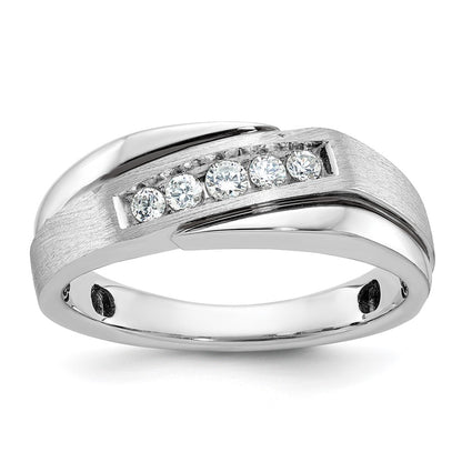 14k White Gold with Black Rhodium Men's Satin 1/4 carat Diamond Complete Ring