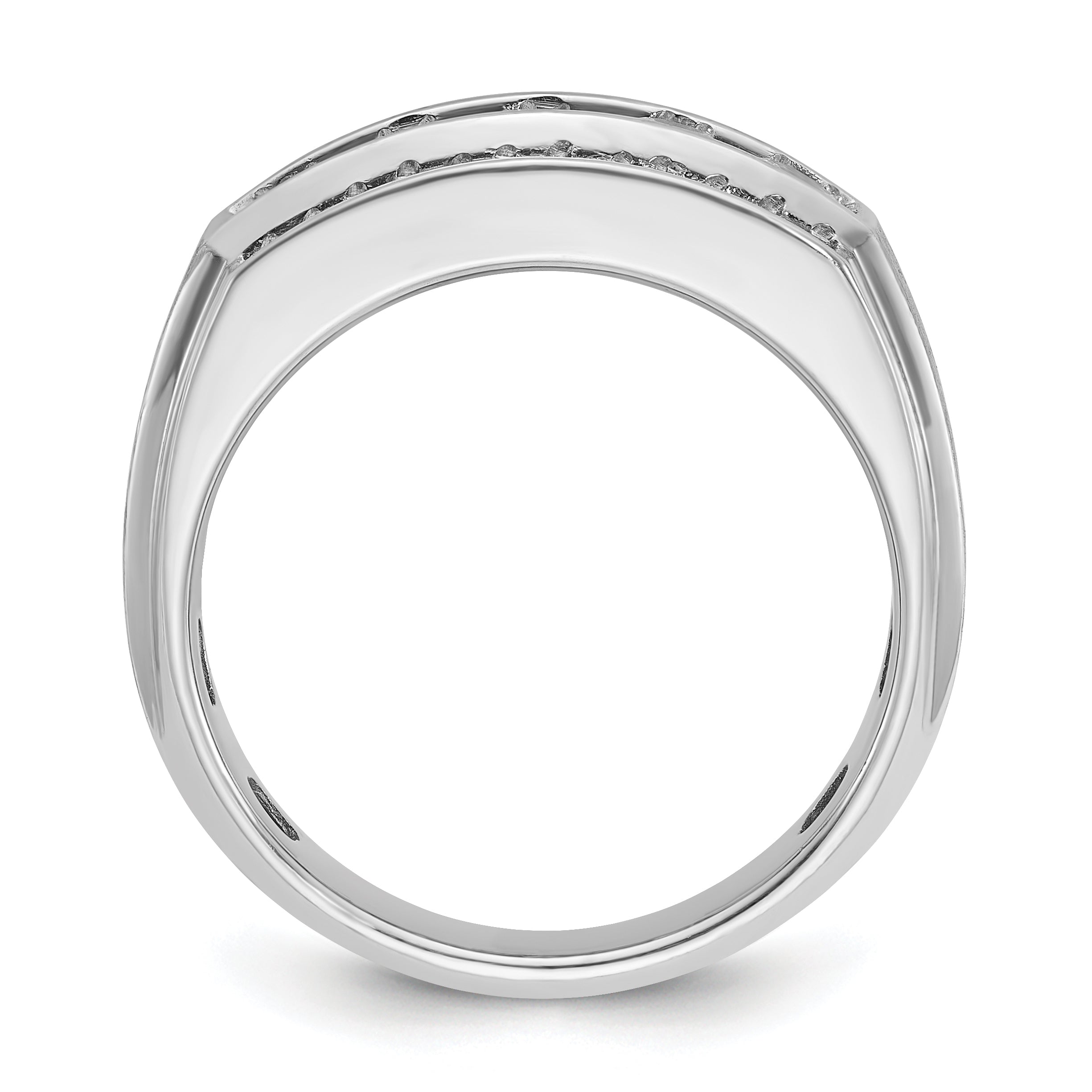 10K White Gold Ibgoodman Men'S Polished & Satin 3-Row Ring Mounting