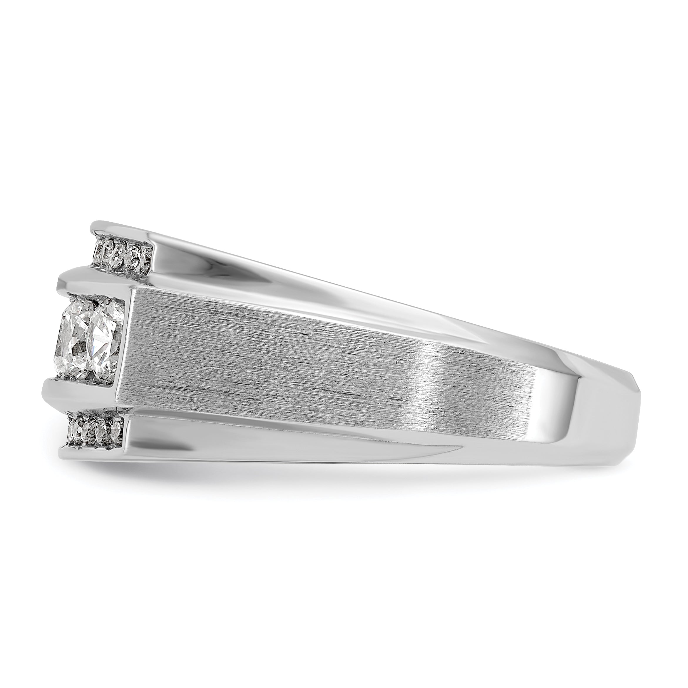 10K White Gold Ibgoodman Men'S Polished & Satin 3-Row Ring Mounting