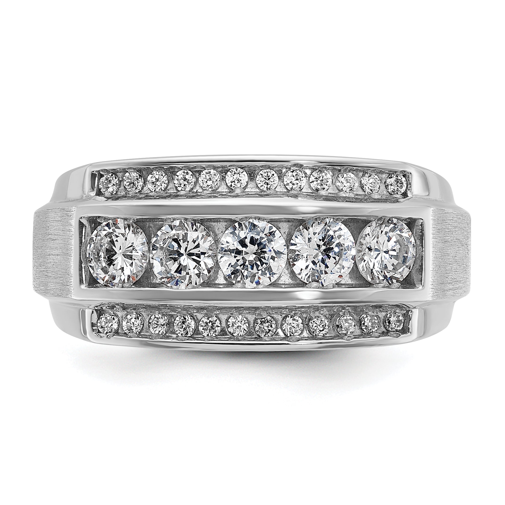 10K White Gold Ibgoodman Men'S Polished & Satin 3-Row Ring Mounting