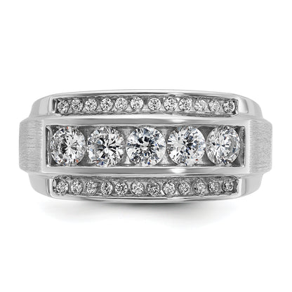 10K White Gold Ibgoodman Men'S Polished & Satin 3-Row Ring Mounting