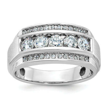 10K White Gold Ibgoodman Men'S Polished & Satin 3-Row Ring Mounting