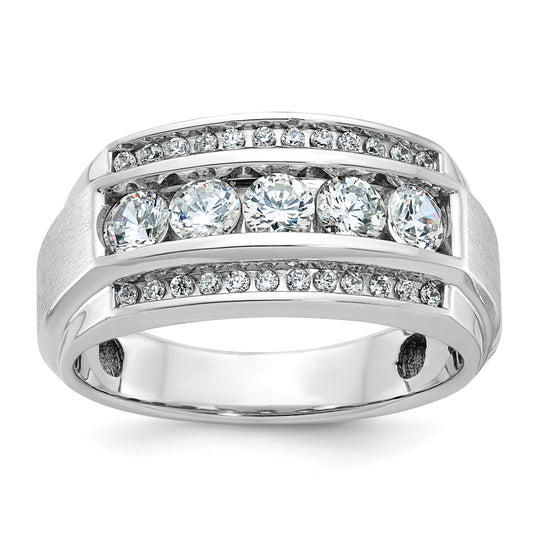 10K White Gold Ibgoodman Men'S Polished & Satin 3-Row Ring Mounting