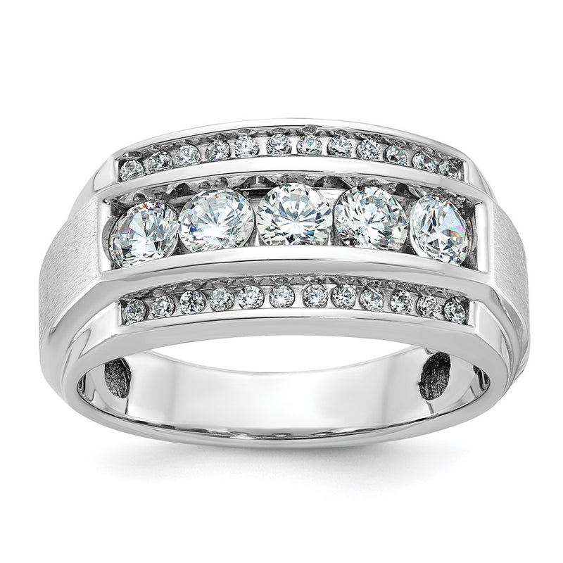 10K White Gold Ibgoodman Men'S Polished & Satin 3-Row Ring Mounting