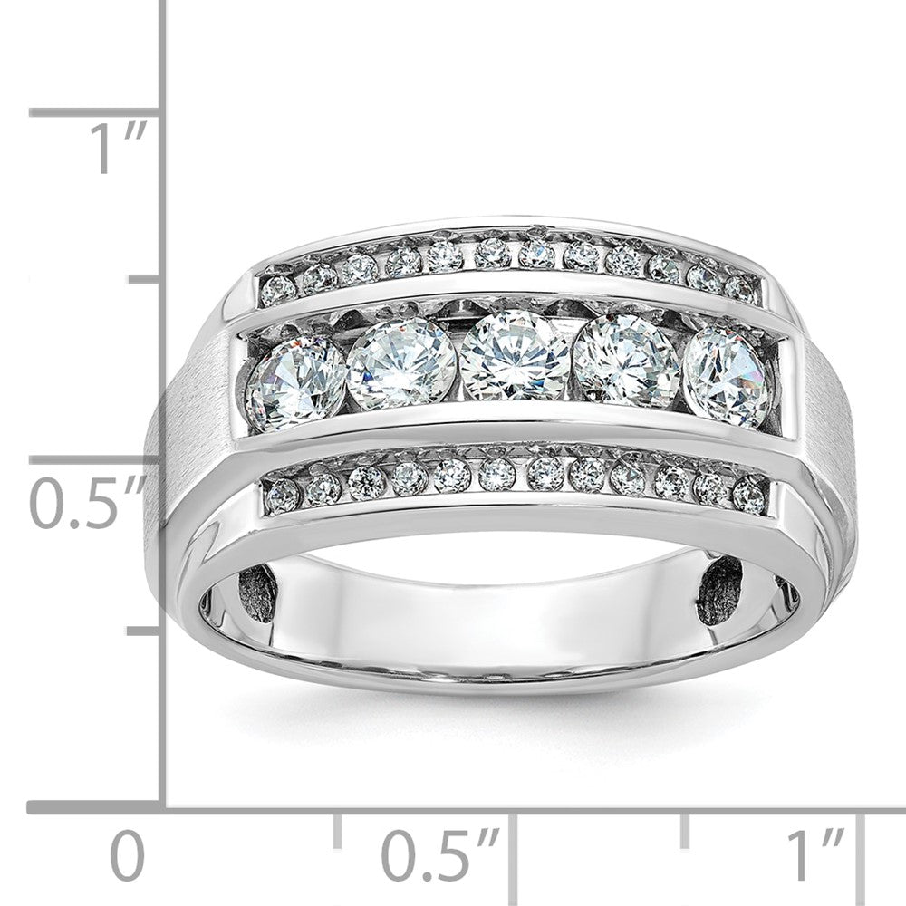 14k White Gold Men's Polished and Satin 1.25 carat Diamond Complete Ring