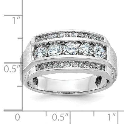 14k White Gold Men's Polished and Satin 1.25 carat Diamond Complete Ring