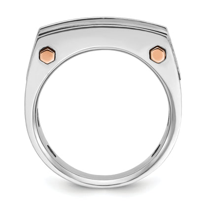 14k White/Rose Gold Two-tone Gold White/Rose w/Black Rhodium Men's Satin 1 carat Diamond Complete Ring