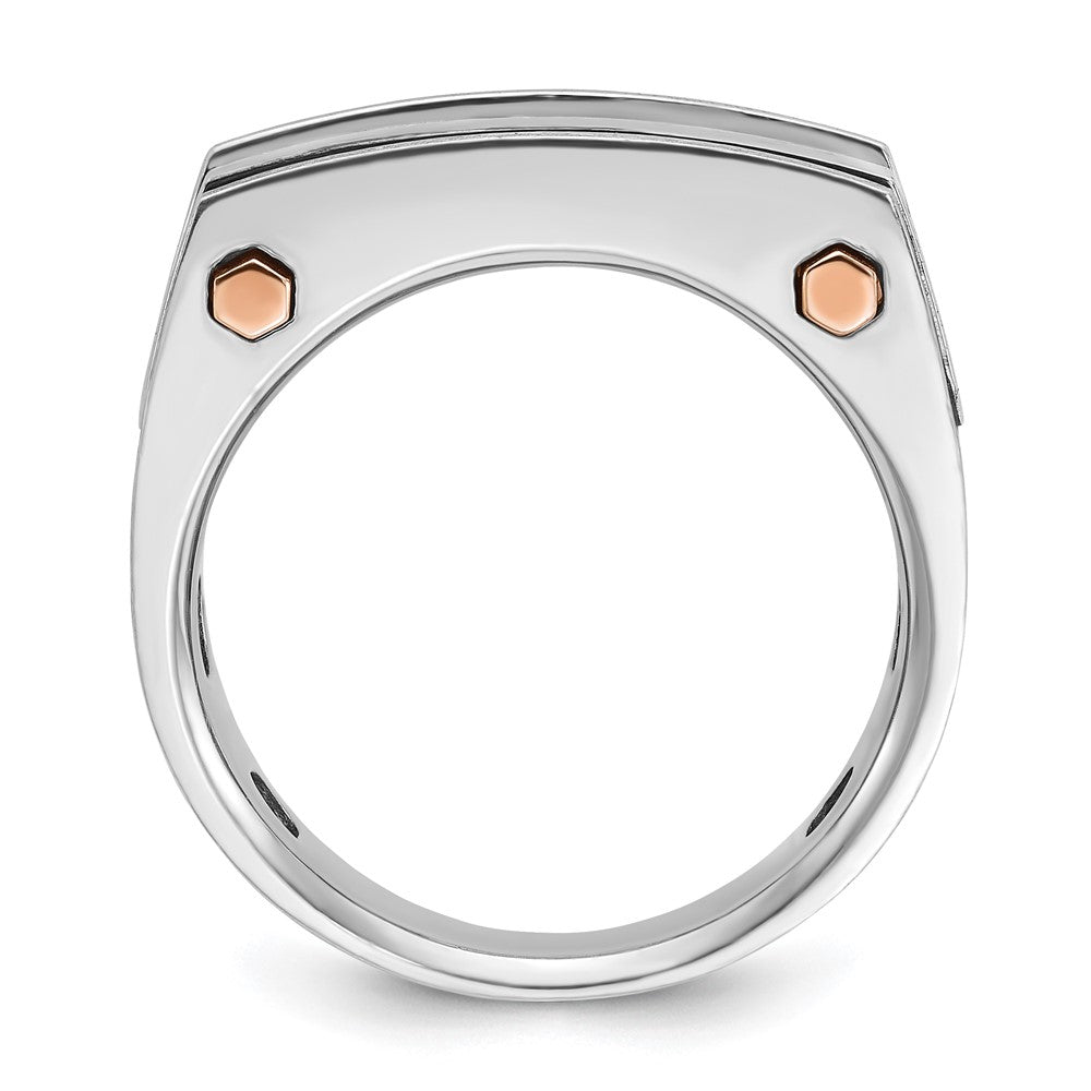 14k White/Rose Gold Two-tone Gold White/Rose w/Black Rhodium Men's Satin 1 carat Diamond Complete Ring