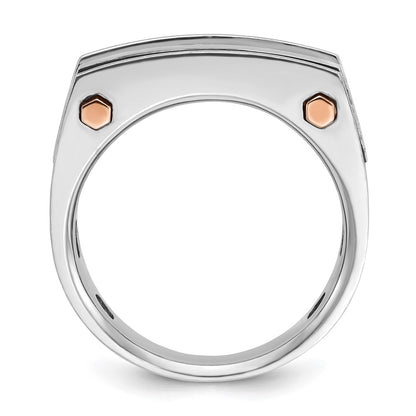 14k White/Rose Gold Two-tone Gold White/Rose w/Black Rhodium Men's Satin 1 carat Diamond Complete Ring