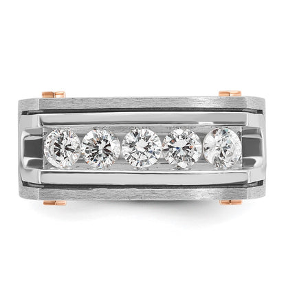 14k White/Rose Gold Two-tone Gold White/Rose w/Black Rhodium Men's Satin 1 carat Diamond Complete Ring