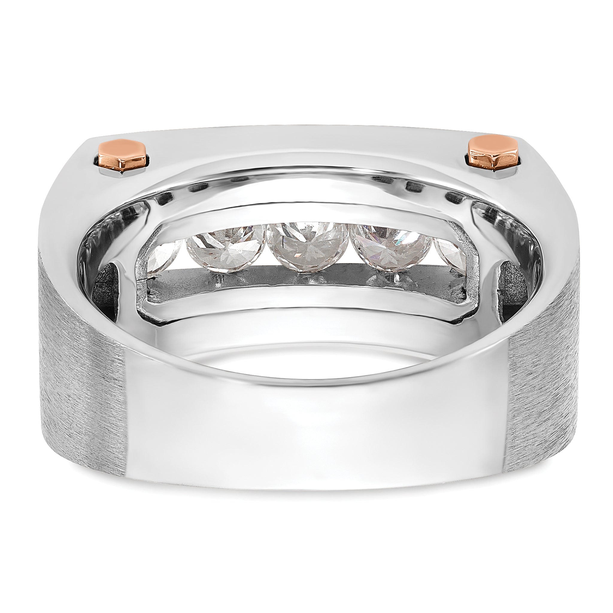 14k White/Rose Gold Two-tone Gold White/Rose w/Black Rhodium Men's Satin 1 carat Diamond Complete Ring