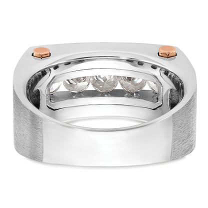 14k White/Rose Gold Two-tone Gold White/Rose w/Black Rhodium Men's Satin 1 carat Diamond Complete Ring