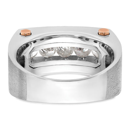 14k White/Rose Gold Two-tone Gold White/Rose w/Black Rhodium Men's Satin 1 carat Diamond Complete Ring