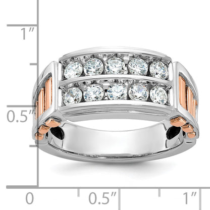 14k White/Rose Gold Two-tone Gold White/Rose Gold Men's 1 carat Diamond Complete Ring
