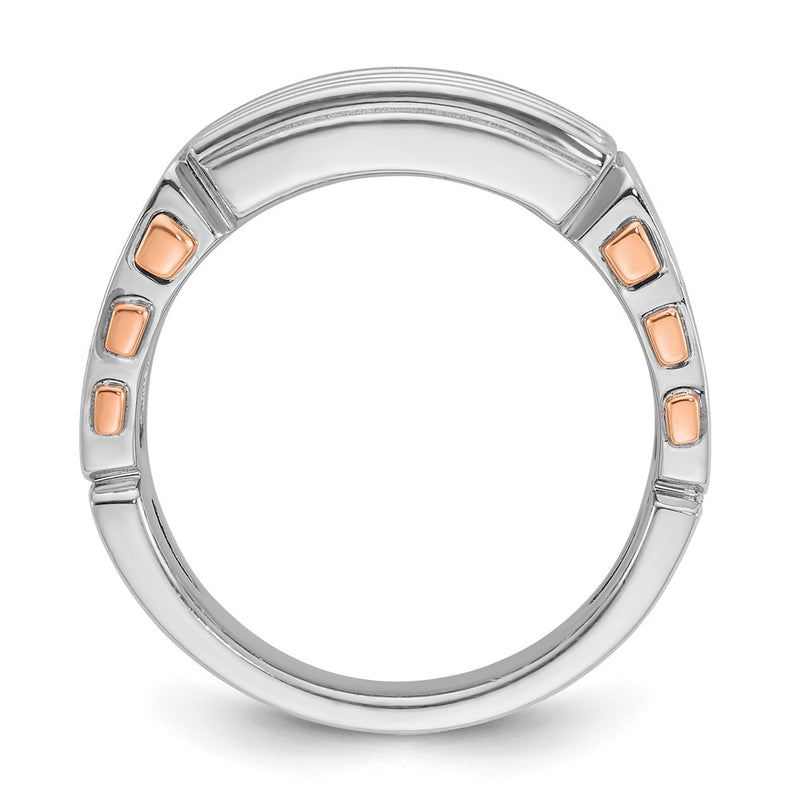 14K White/Rose Gold Two Tone Rose and White 1 5/8 Ct. Lab Grown Diamond VS/SI+ G+ Three-Row Cut-Out Men's Ring