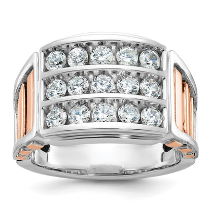 14k White/Rose Gold Two-tone Gold White/Rose Gold Men's 1.5 carat Diamond Complete Ring