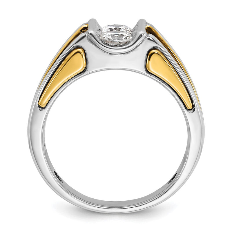 14k Two-tone Gold Men's 3/4 carat Diamond Complete Ring