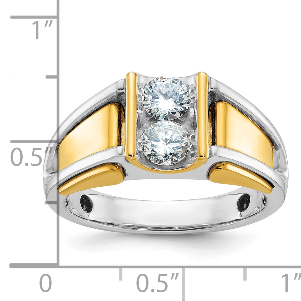 14k Two-tone Gold Men's 3/4 carat Diamond Complete Ring
