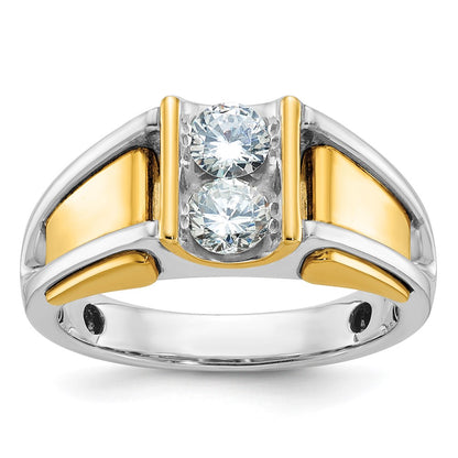 14k Two-tone Gold Men's 3/4 carat Diamond Complete Ring