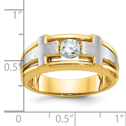 10K Two-Tone Ibgoodman Men'S Polished Satin And Cut-Out Cross Ring Mounting