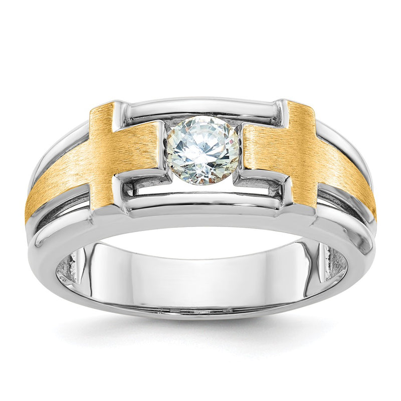 14K Two-Tone Ibgoodman Men's Polished Satin & Cut-Out Cross Ring Mtg