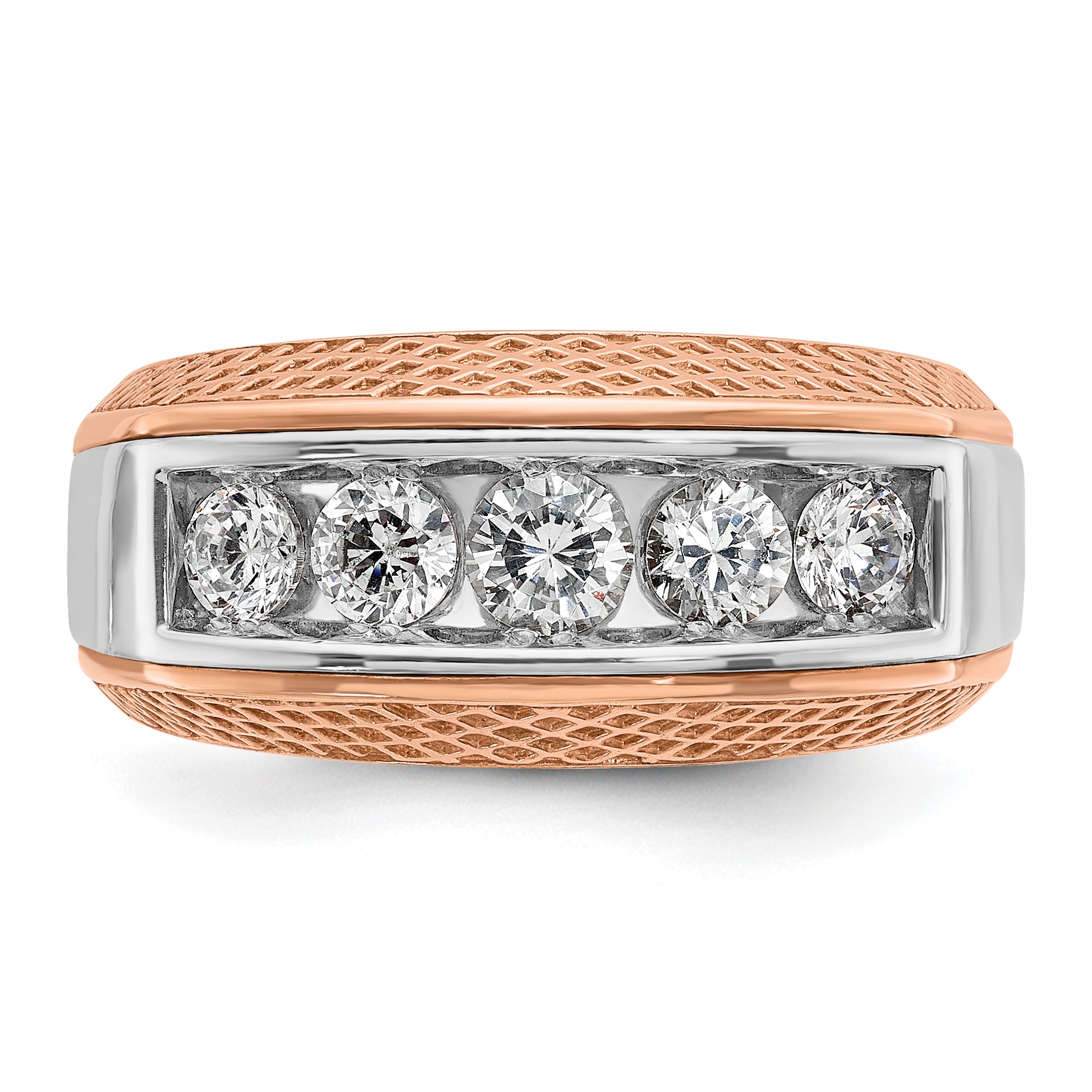 14k White/Rose Gold Two-tone Gold White/Rose Gold Men's 1 carat Diamond Complete Ring
